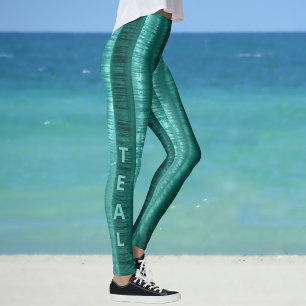 Teal Stripes Customisable Chic Leggings