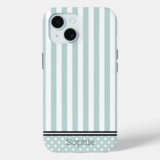 Teal Stripes & Dots Custom Samsung Case-Mate iPhone Case (Back)