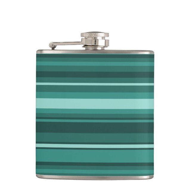 Teal stripes hip flask (Front)
