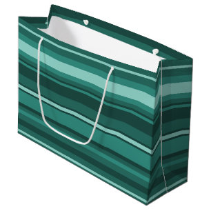 Teal stripes large gift bag
