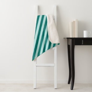 Teal Stripes Sherpa Blanket