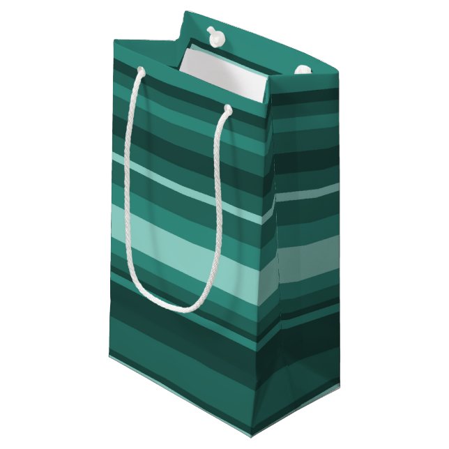 Teal stripes small gift bag (Front Angled)