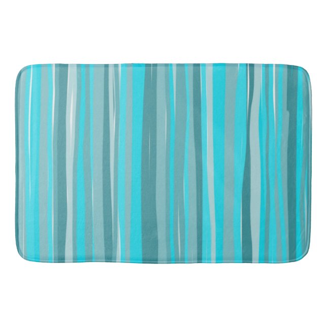 Teal Stripes Vertical Bath Mat (Front)
