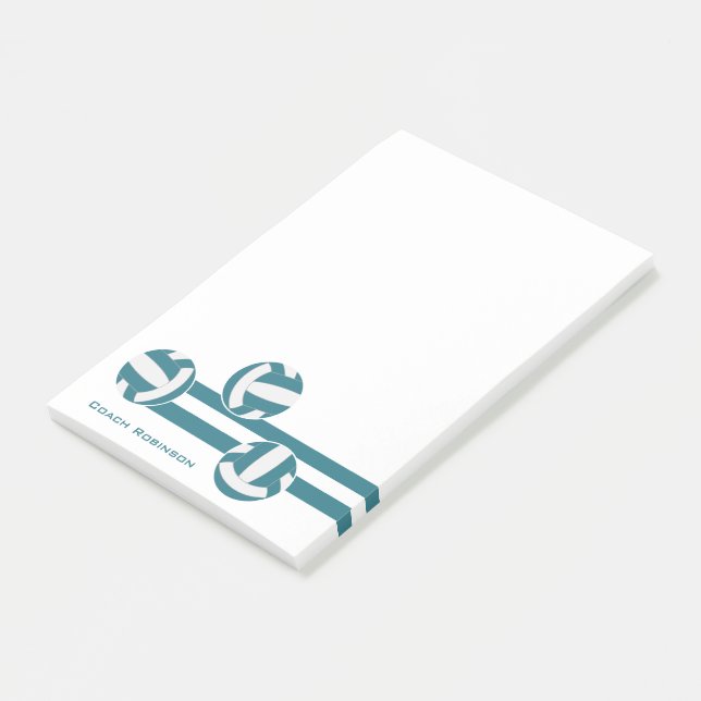 teal stripes volleyball team colours post-it notes (Angled)