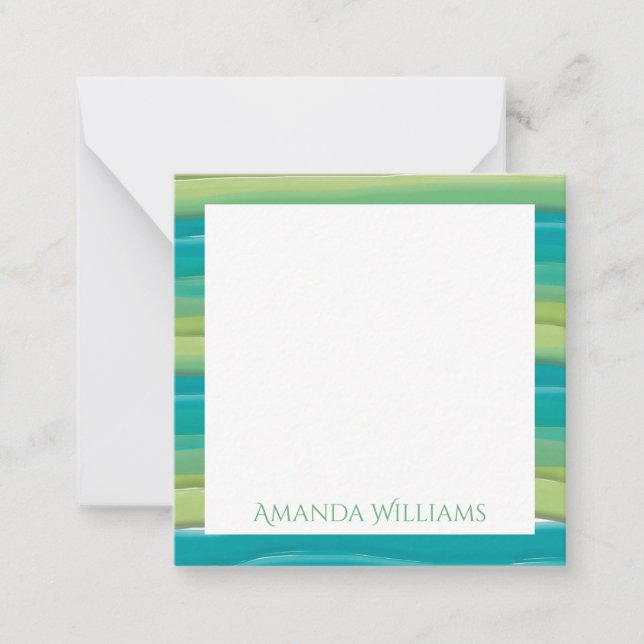 Teal Stripes Watercolor Custom Card (Front)