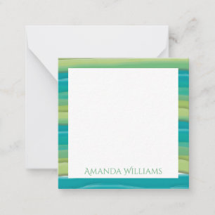 Teal Stripes Watercolor Custom Card