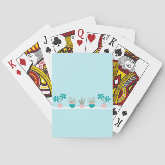 Teal Succulents & Flowers Playing Cards