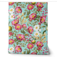 Teal Summer Garden - Vintage Redouté Cottage Roses