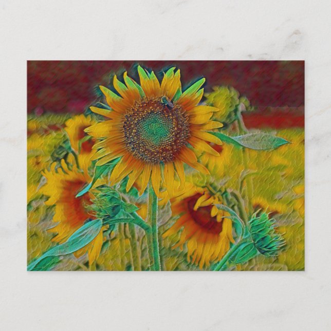 Teal Sunflower Postcard (Front)