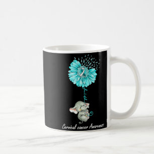 Teal Suower Elephant Cervical Cancer Awareness Coffee Mug