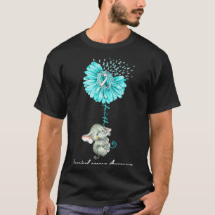 Teal Suower Elephant Cervical Cancer Awareness T-Shirt