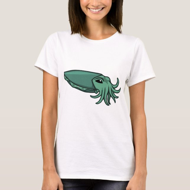 Teal Swimming Cuttlefish T-Shirt (Front)