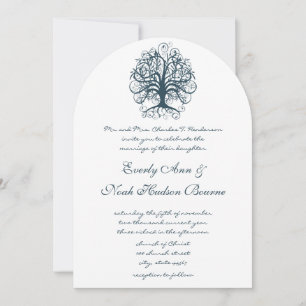 Teal Swirl Tree Roots of Love Wedding Invitation