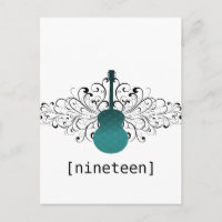 Teal Swirls Guitar Table Postcard