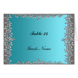 Teal Table Placement Card Menu