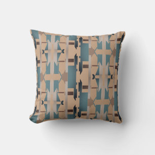 Teal Tan Brown Southwest Art Look Small Mosaics Cushion