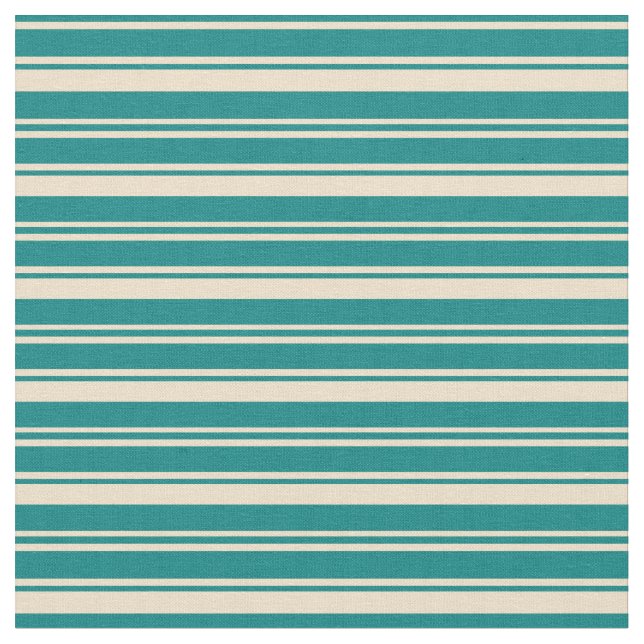 Teal & Tan Coloured Lines Fabric (Close Up)