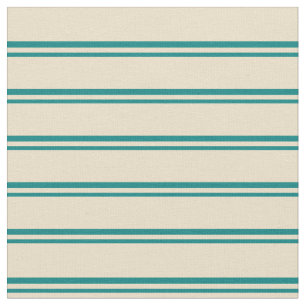 Teal & Tan Coloured Stripes/Lines Pattern Fabric