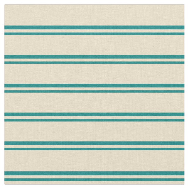 Teal & Tan Coloured Stripes/Lines Pattern Fabric (Close Up)