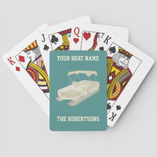 Teal & Tan Pontoon Boat Personalised Cards