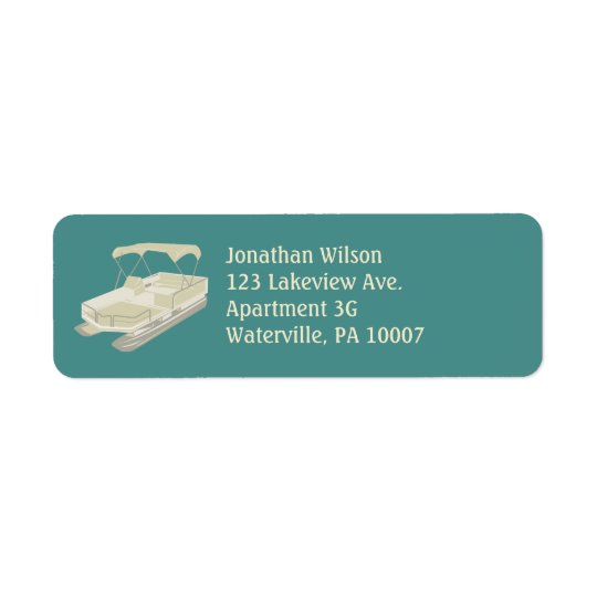 Teal & Tan Pontoon Boat Return Address Labels