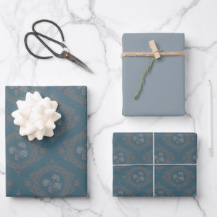 Teal Tapestry Rococo Mandala Elegant Ogee Damask Wrapping Paper Sheet