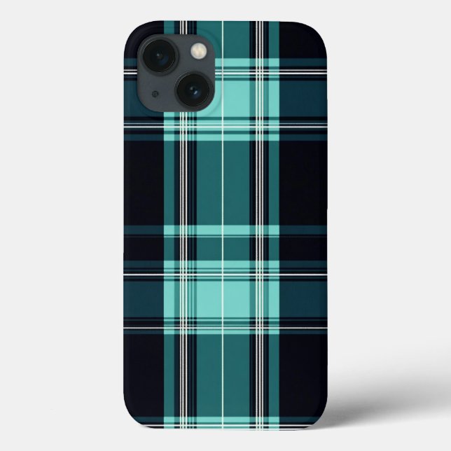 Teal Tartan Chic Case-Mate iPhone Case (Back)
