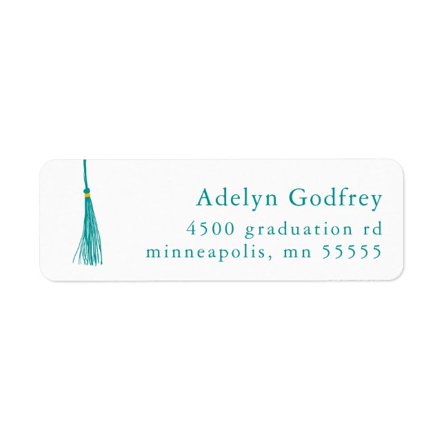 Teal Tassel Graduation Return Address Label (Front)