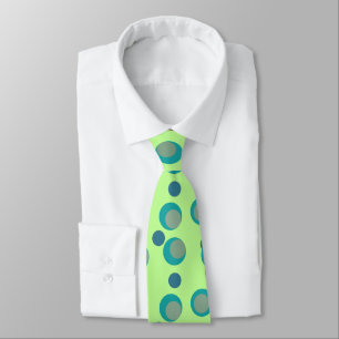 Teal, Taupe, Navy vintage circles on Lime Tie