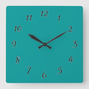 Teal Template Square Wall Clock