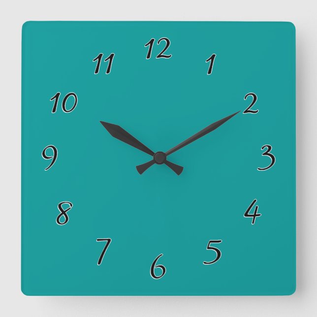 Teal Template Square Wall Clock (Front)