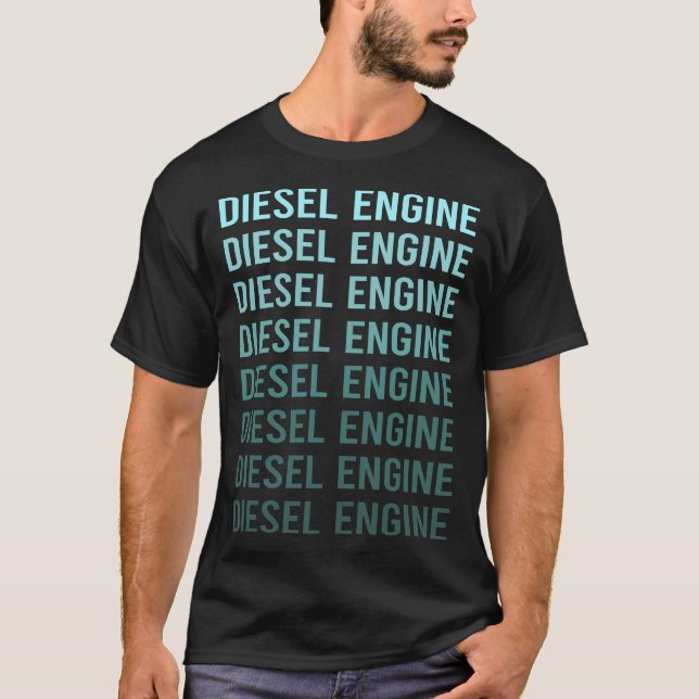 Teal Text Diesel Engine T-Shirt (Front)
