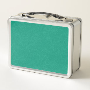 Teal textured surface with subtle swirling pattern metal lunch box