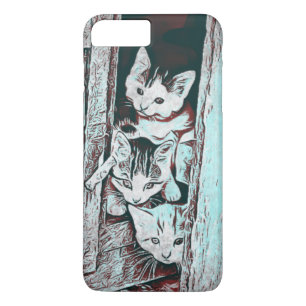 Teal Three Little Kittens Peeking Out Phone Case