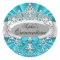 Teal Tiara & Damask Quinceanera Sticker