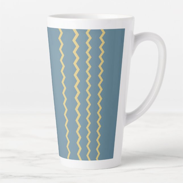 Teal Tide  Gold Waves  Latte Mug (Right)