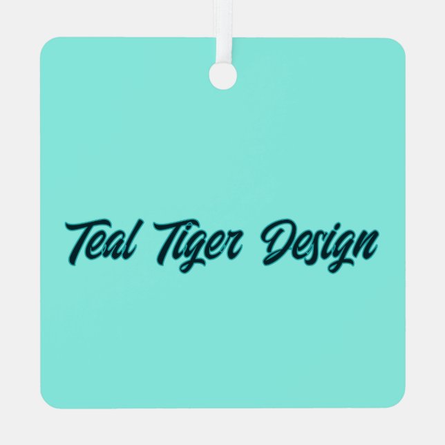 Teal Tiger Design Too Metal Tree Decoration (Back)