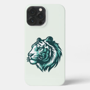 Teal Tiger with Pale Green iPhone 13 Pro Max Case