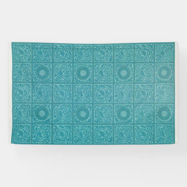 Teal Tile Pattern (by William Morris) Banner (Horizontal)