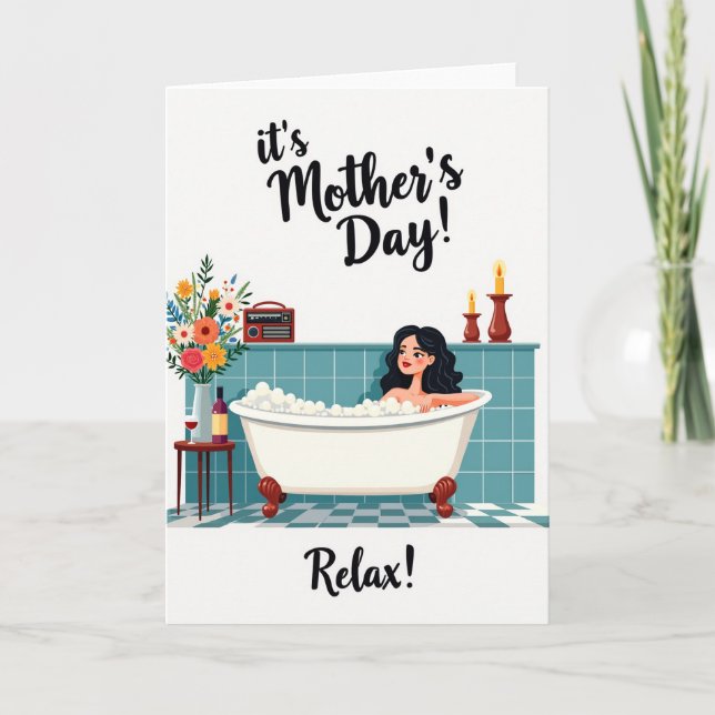 Teal Tile Relaxing Bath Card (Front)
