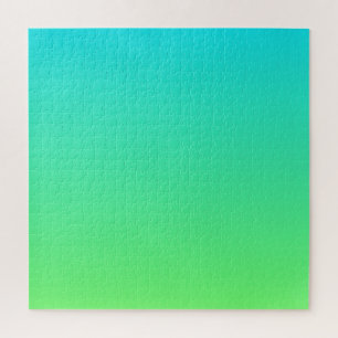 Teal to Lime Green   Modern Colour Gradient Ombre Jigsaw Puzzle