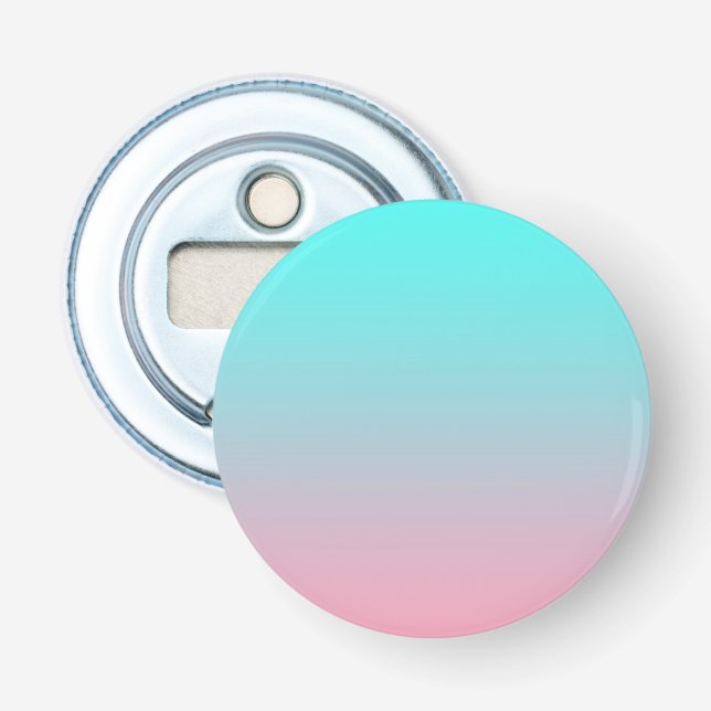Teal to Pink Simple Gradient Blended Background Bottle Opener (Front)
