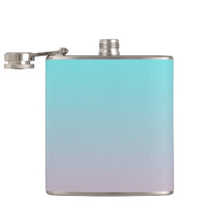 Teal to Pink Simple Gradient Blended Background Hip Flask
