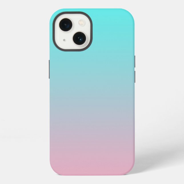Teal to Pink Simple Gradient Blended Background iPhone Case (Back)