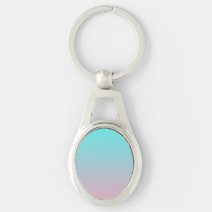 Teal to Pink Simple Gradient Blended Background Key Ring