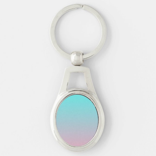 Teal to Pink Simple Gradient Blended Background Key Ring (Front)