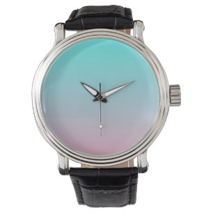 Teal to Pink Simple Gradient Blended Background Watch