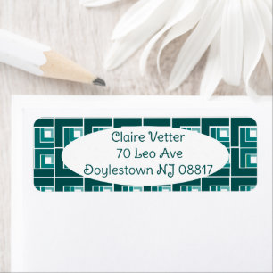 Teal Topsy Turvy  Return Address Label