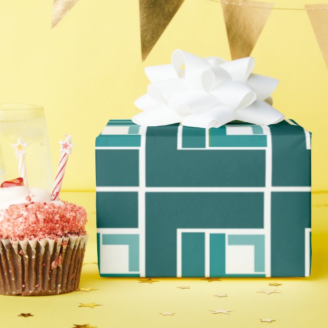 Teal Topsy Turvy  Wrapping Paper (Birthday Party)