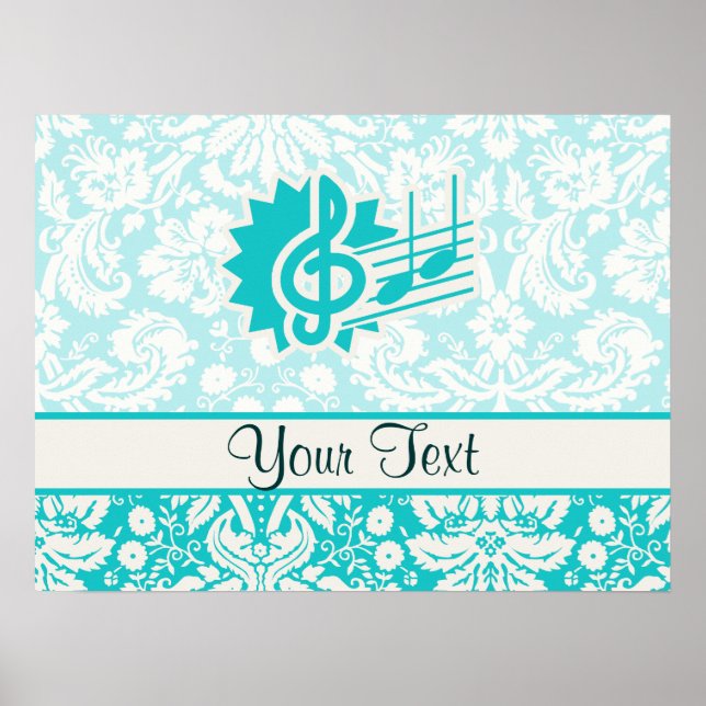 Teal Treble Clef Poster (Front)